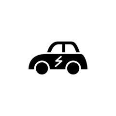 Electric car line icon in black flat design on white background, Eco auto mobile sign for mobile concept and web design, Electric Vehicle vector icon, Symbol, logo illustration, Vector graphics