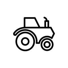 Tractor icon in line art style on white background, linear style pictogram isolated on white, Symbol, logo illustration, Editable stroke, Pixel perfect