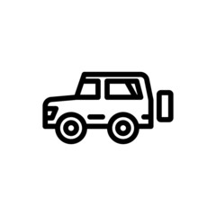 Suv car vector icon in line art design on white background, sign for mobile concept and web design, Military vehicle glyph icon, Transportation symbol, logo illustration, Vector graphics