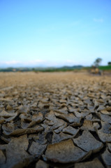 Fototapeta premium The soil broke after flooding in the evening.