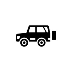 Suv car vector icon in black flat design on white background, sign for mobile concept and web design, Military vehicle glyph icon, Transportation symbol, logo illustration, Vector graphics