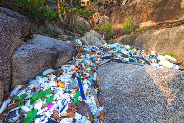 .plenty of surf rubbish on Haad Thong Reng beach on the island of Ko Pha-ngan in Thailand