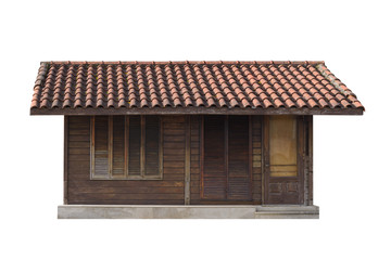 old wooden house isolated on white background