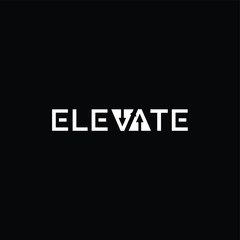 TYPOGRAPHY text logo ELEVATE modern. Isolated black background