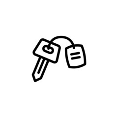 Car key line icon in outline style on white background, outline vector sign, linear style pictogram isolated on white, Symbol, logo illustration