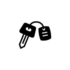 Car key line icon in black flat design on white background, outline vector sign, linear style pictogram isolated on white, Symbol, logo illustration