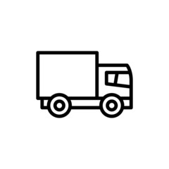 shipping truck icon in outline style on white background, linear style sign for mobile concept and web design, Delivery truck vector icon, Transportation symbol, logo illustration