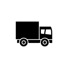 shipping truck icon in black flat design on white background, linear style sign for mobile concept and web design, Delivery truck vector icon, Transportation symbol, logo illustration