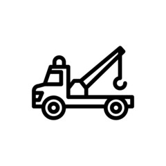 Tow truck icon vector in outline style on white background