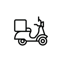 Scooter icon in outline style on white background, outline vector sign, Fast food delivery symbol, logo illustration