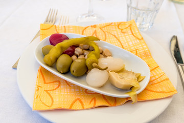 Pickled vegetables close up view