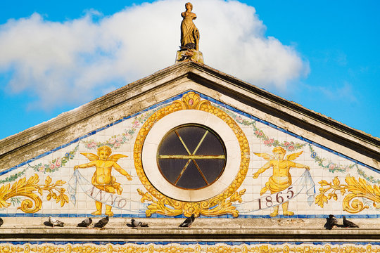 Azulejos on the facade of Viuva Lamego Ceramics Factory, Largo do Intendente, Lisbon