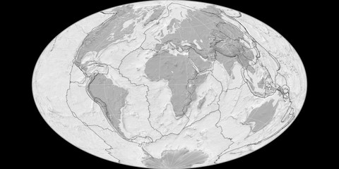 Gott Equal-Area (11E), bilevel, tectonic plates