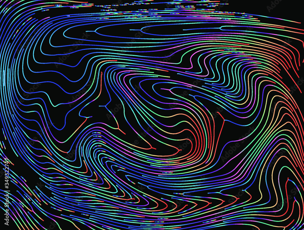 Poster holographic surface with glitched wavy texture. retrofuturistic illustration in 80s-90s synthwave an