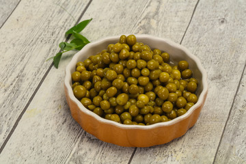 Canned Green peas in the bowl