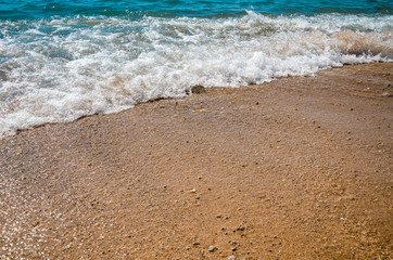 Seascape background colorful sand beach and sea waves