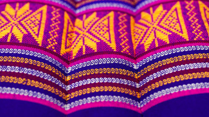 Thai fabric pattern.A texture embroider pattern style local in thailand.