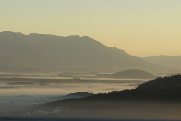 Spectacular sunrise colors at Babitonga Bay, view from the lookout