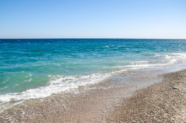 Seascape background colorful sea waves on coast