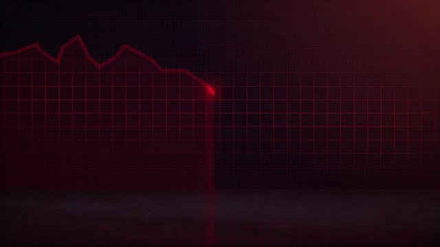 Graph with decreasing values, economic contraction caused by coronavirus, crisis, recession text, 4k 60fps animation
