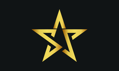 S , S , SS Letter with Star Logo Template vector icon illustration design. Modern Star logo in elegant style with Black Background