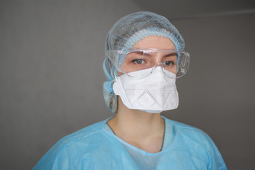 a young doctor  with surgical mask