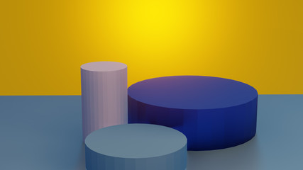 3d render of scene with geometrical minimal boxes and podium for cosmetic product presentation. Concepr of product fashion magazine