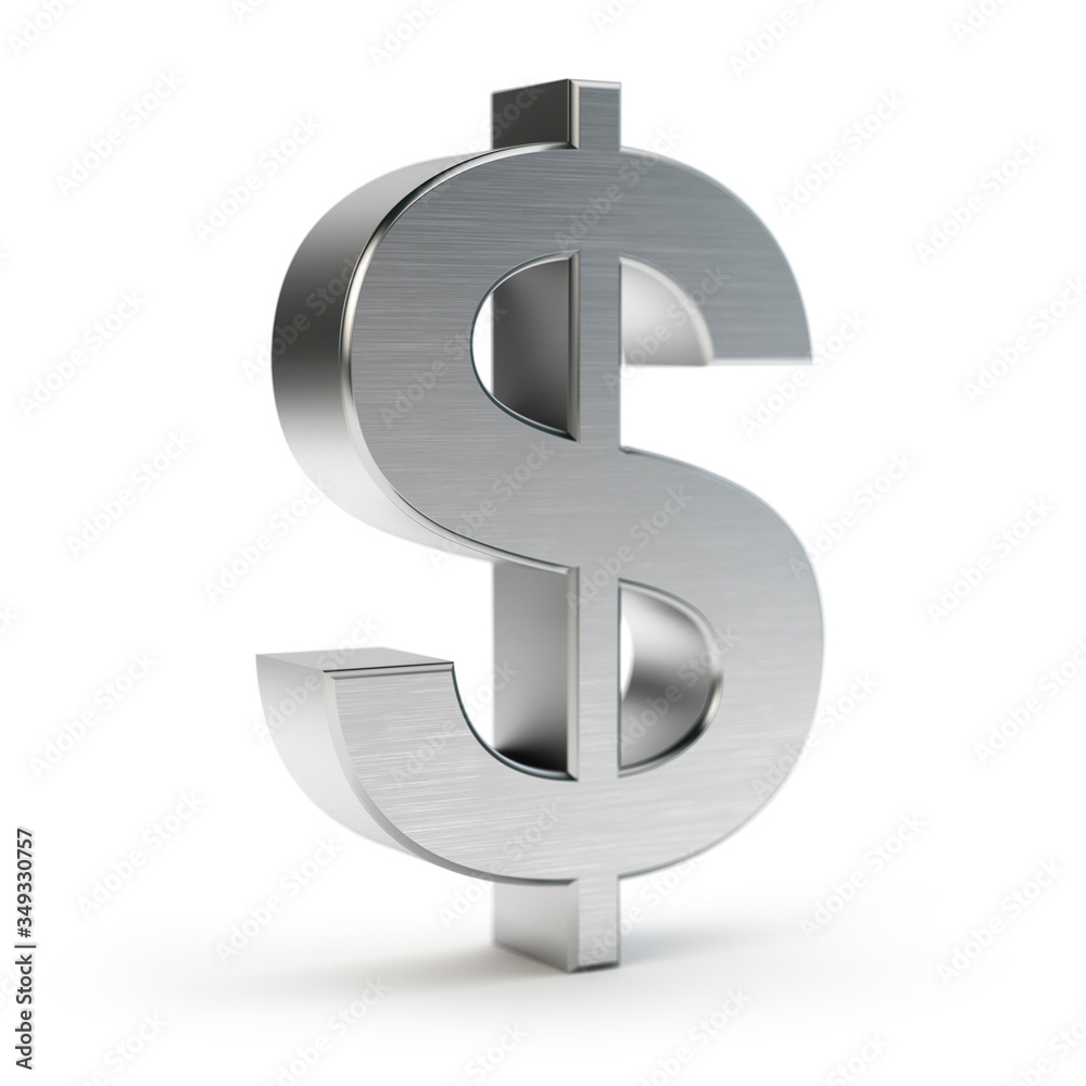 Wall mural 3d dollar symbol isolated on white