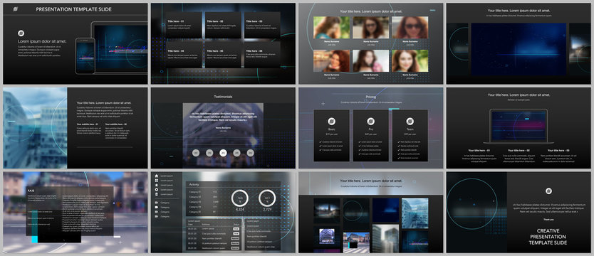 Vector templates for website design, presentations, portfolio. Templates for trendy technology design modern electro music presentation slides, flyer, leaflet, brochure cover, annual report.