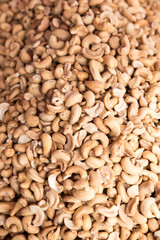 Pile of cashew nuts closeup
