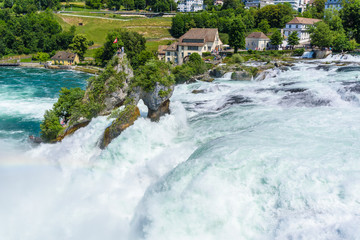 Rheinfall (Rhine Falls) in Switzerland between the cantons Schaffhausen and Zurich, Neuhausen am Rheinfall.