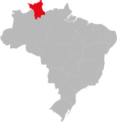 Roraima state highlighted on Brazil map. Business concepts and backgrounds.