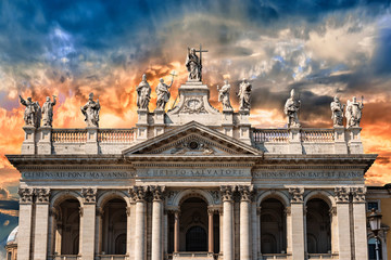 Basilica of Saint John Lateran in Rome, Italy. - obrazy, fototapety, plakaty