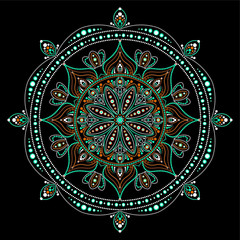 Dot mandala for acrylic painting. Spot painting point to point. Abstract design of mandala in dot paint style. Aboriginal australian ethnic round ornament.