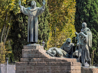 Statue of St Francis of Assisi in Rome, Italy.