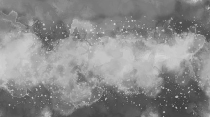 Watercolor black and white abstract background, paint canvas. Grayscale illustration. Abstract aquarelle texture grayscale backdrop. Paintbrush handmade technique splatter. Dispersed grunge wall.