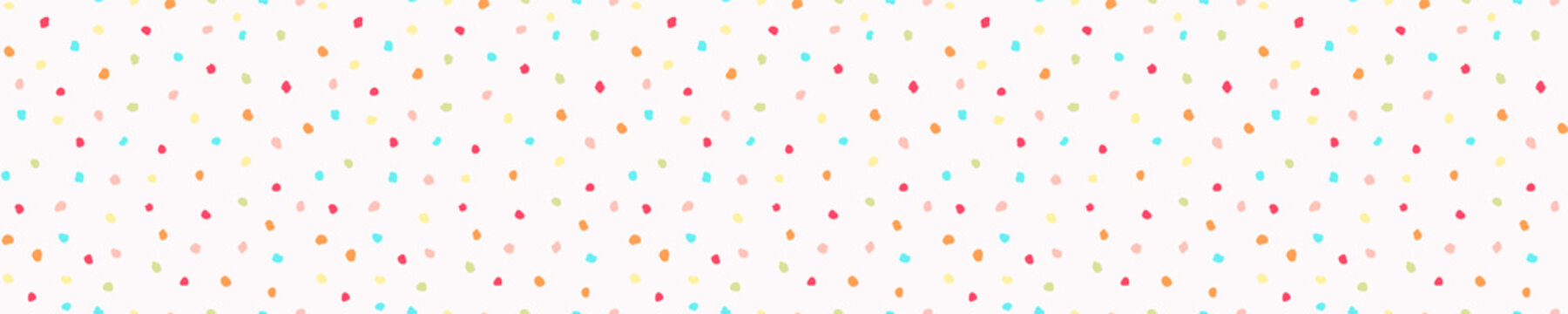Rainbow Sprinkles Confetti Dotty Border Texture. Fun Seamless Background. Pastel Color Starry Quirky Ribbon Trim Banner. Modern Cute Falling Speckle Pattern. Japanese Kawaii Digital Party Washi Tape