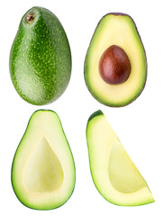 Avocados isolated on white background