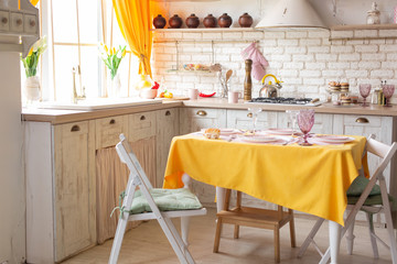 Sunny bright kitchen. kitchen interior