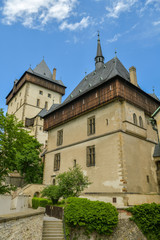 Two towers of Karlstejn castle in Czech Republic