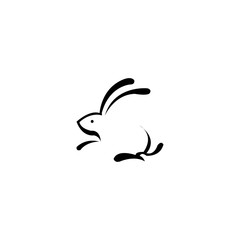 Unique rabbit color illustration of a simple logo design vector