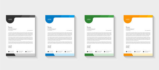 Letterhead design template set with a modern abstract style. Black, blue, green yellow letterhead design for company business
