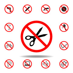 Forbidden scissors icon. set can be used for web, logo, mobile app, UI, UX