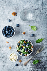 Fototapeta na wymiar Spinach blueberry walnut Feta salad