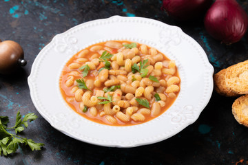 Italian pasta fagioli with kidney beans