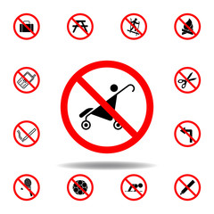 Forbidden baby carriage icon. set can be used for web, logo, mobile app, UI, UX