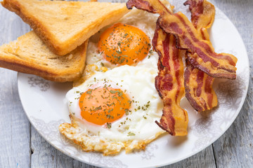 Fried eggs and bacon