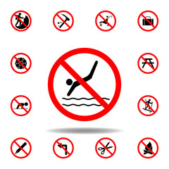 Forbidden swimming icon. set can be used for web, logo, mobile app, UI, UX