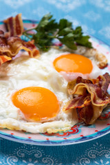 Fried eggs and bacon