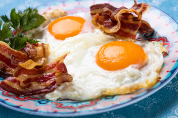 Fried eggs and bacon